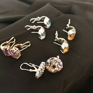 Gemstone and Silver Earring Collection (Four Pairs)